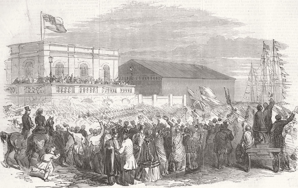 DUN LAOGHAIRE. Regt boarding Cambria 1854 old antique vintage print picture